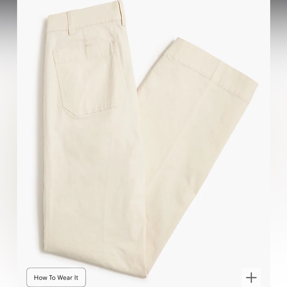 NWT J Crew Factory High Rise Patch Pocket Wide Leg Pant in Natural - Picture 2 of 6